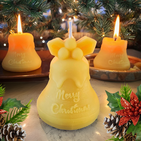 Christmas Pudding Bell Beeswax Candle
