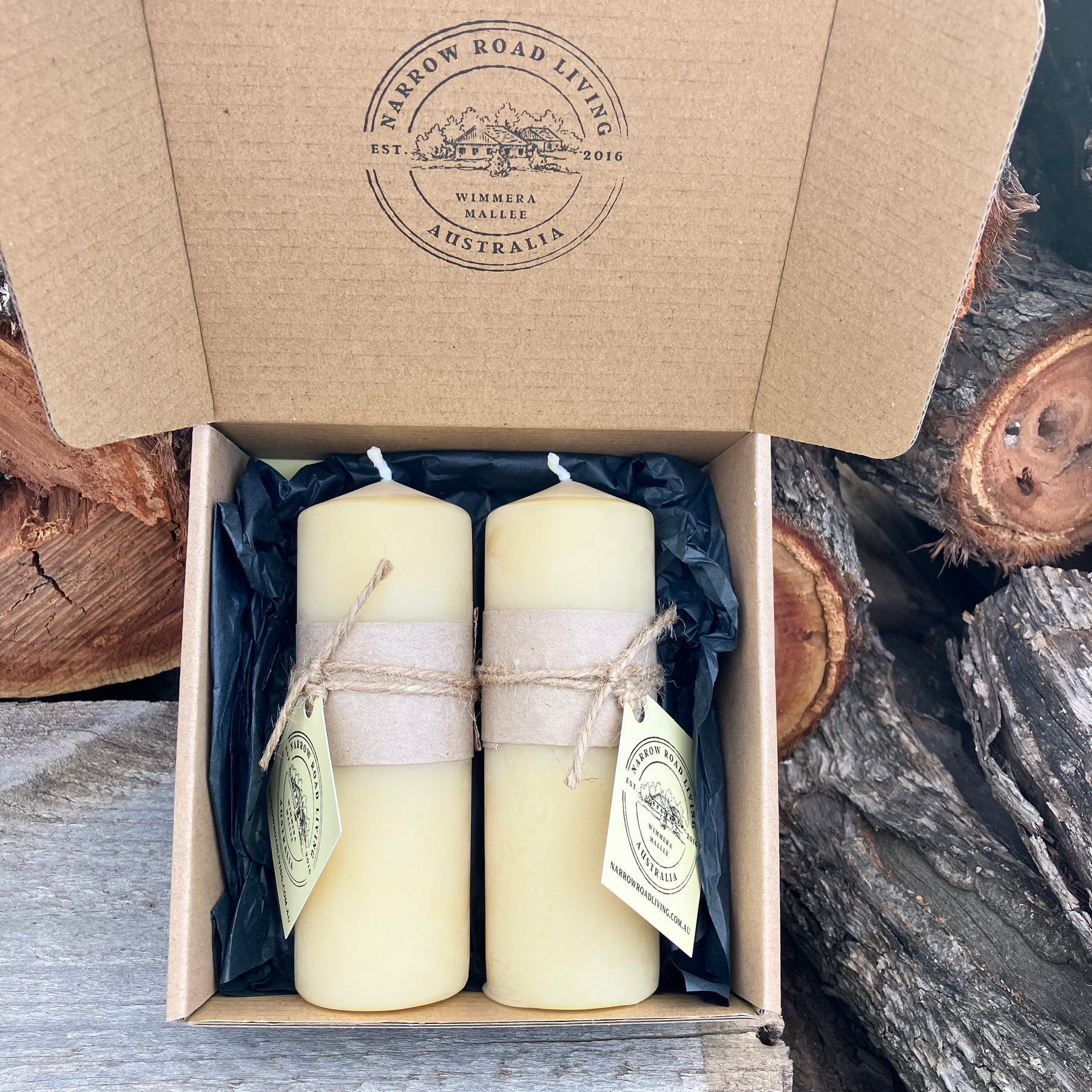 Beeswax Solid Pillar Candle 40 Hour Burn | Wedding or Centrepiece Candles