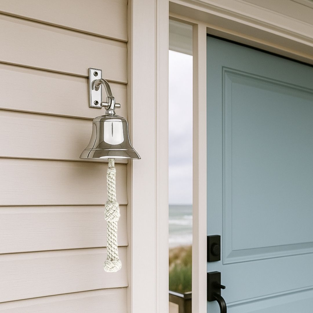 Ships Bell, Chrome Plated with Handmade Bell Rope