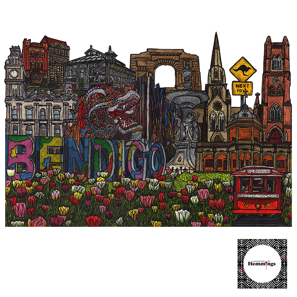 Bendigo Collage Fine Art Print