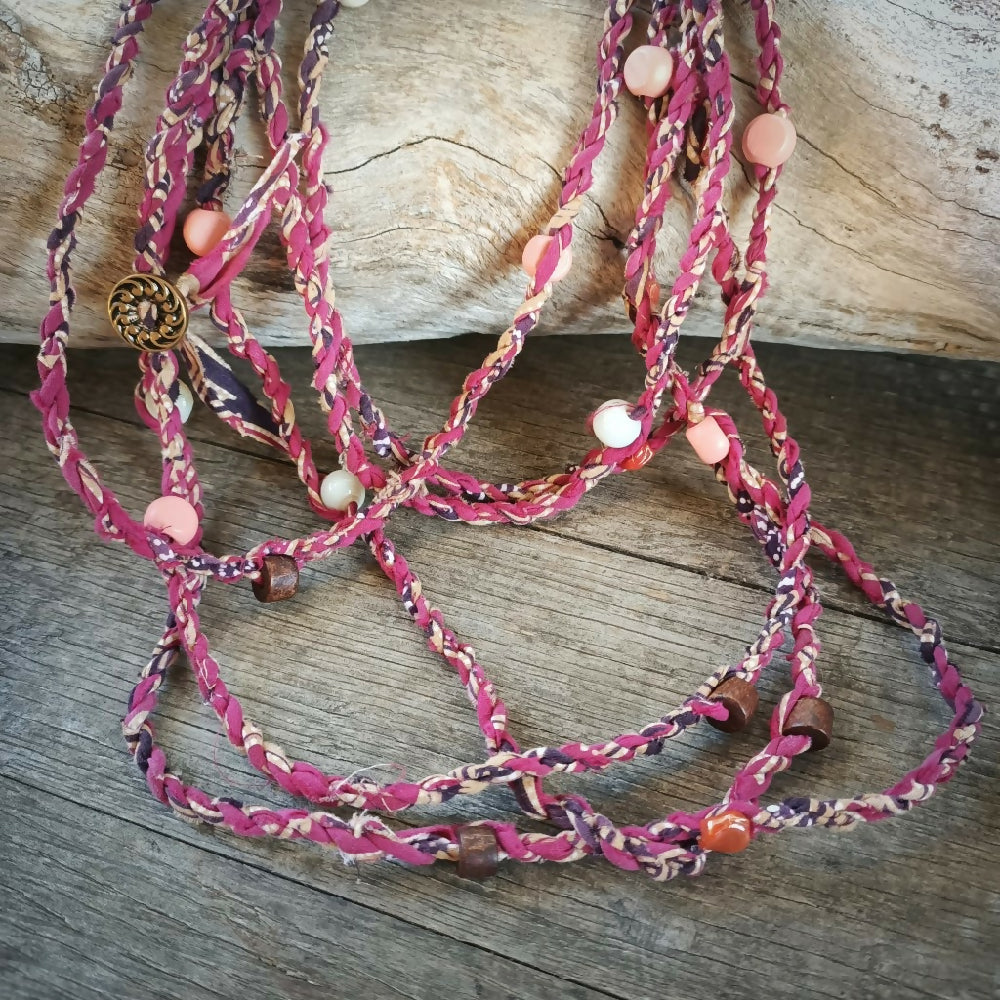 australian handmade cordage necklace magenta