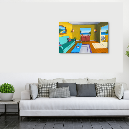 Original painting THE YELLOW ROOM. Whimsical art to lift a room (60x90cm)