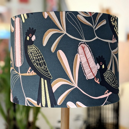Yellow-Tailed Black Cockatoo Lampshade - Jocelyn Proust Design - handmade by Emotive Collection