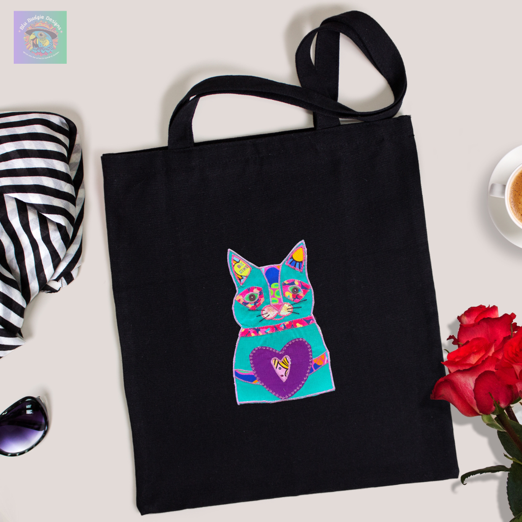 Whimsical Cat Iron-on Applique Motif