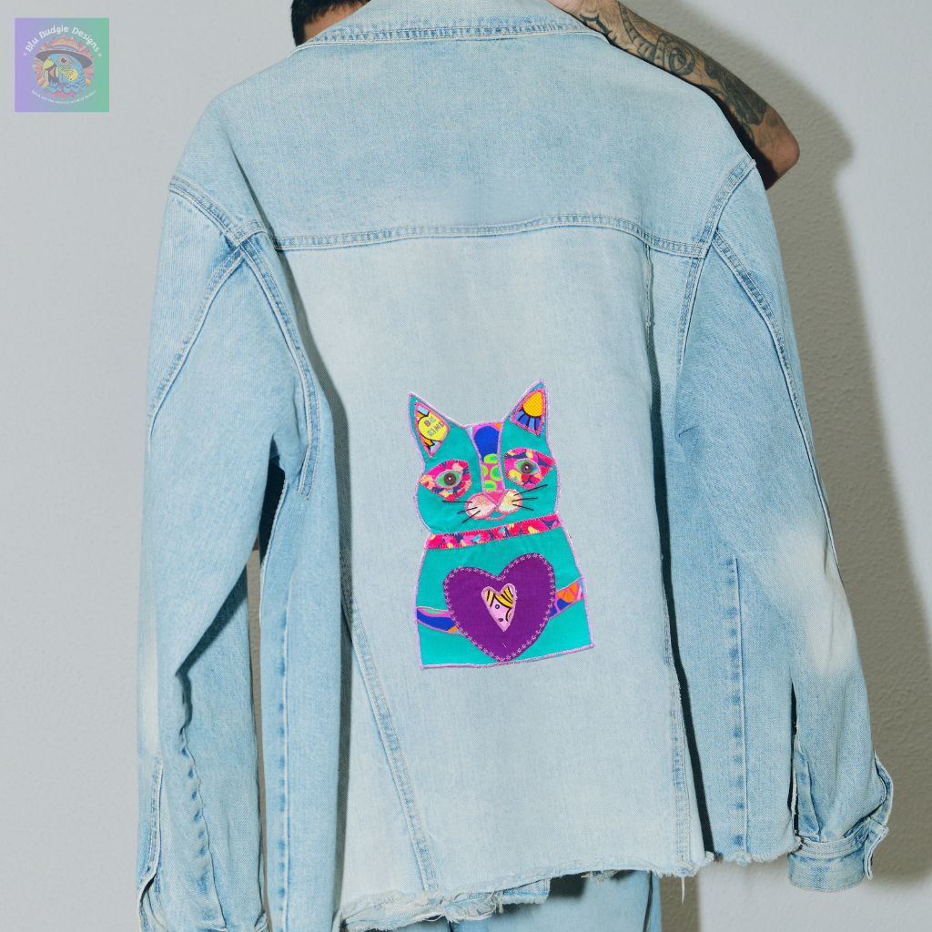Whimsical Cat Iron-on Applique Motif
