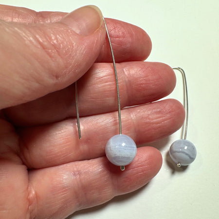 Blue lace agate and sterling silver earrings