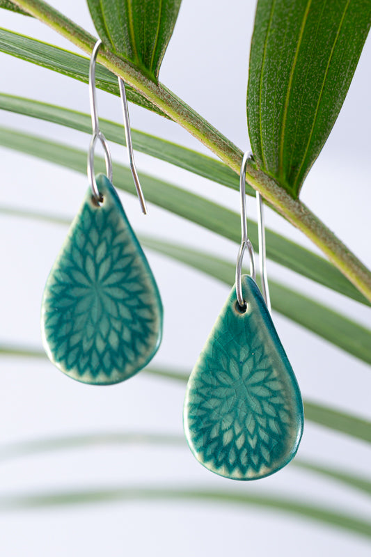 Blue Lotus ceramic earrings