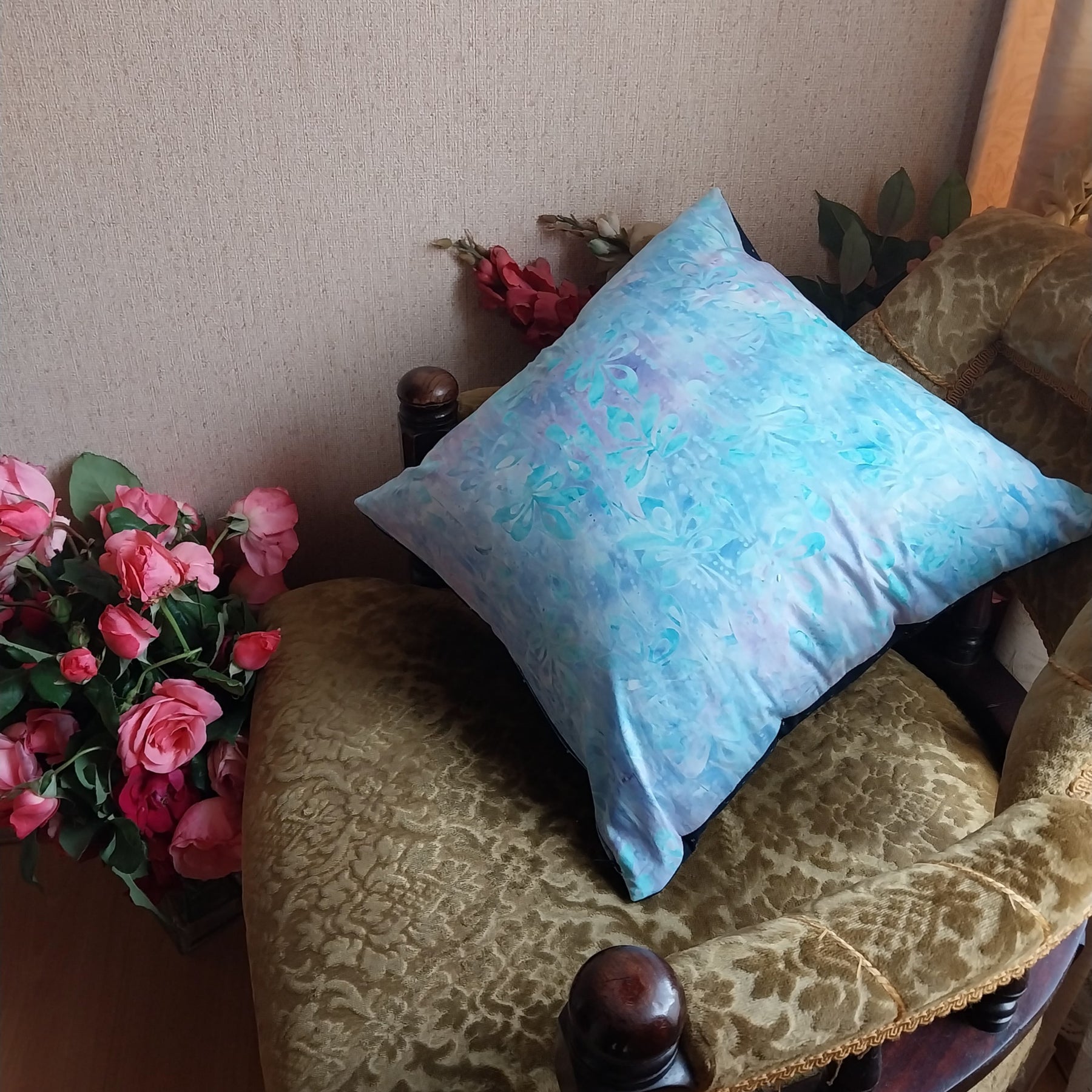 Blue Unicorn Embroidered and Patchwork Cushion Cover