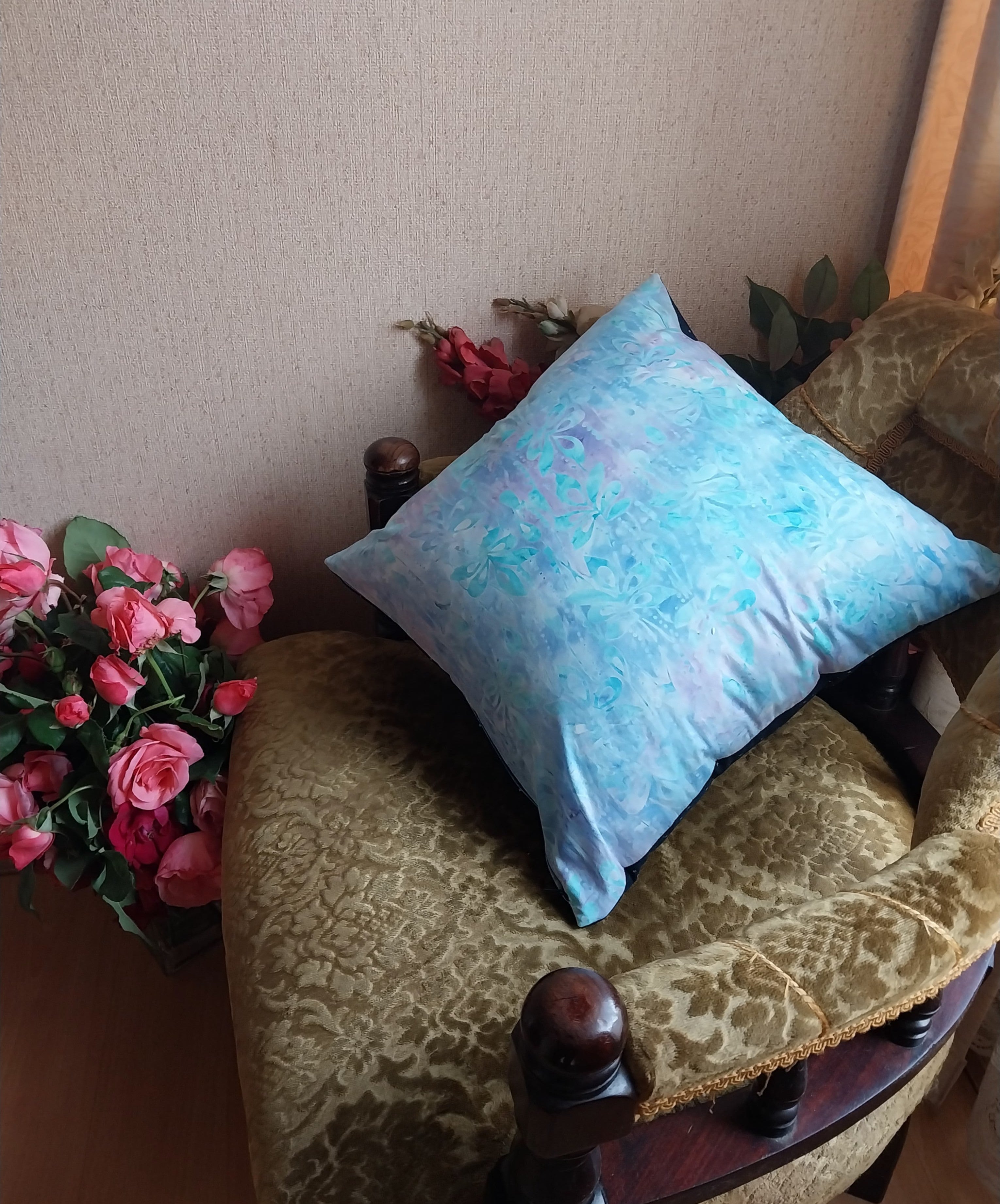 Blue Unicorn Embroidered and Patchwork Cushion Cover