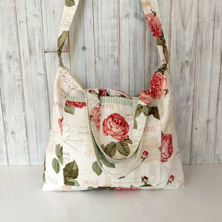 Paris Roses large bag with pockets - Crossbody, shoulder bag