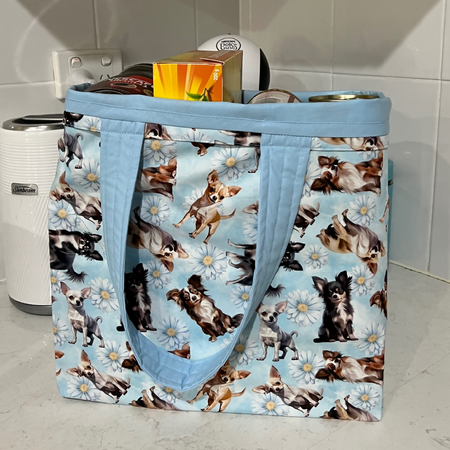 Grocery Tote ... Chihuahua ...Lined with storage pouch