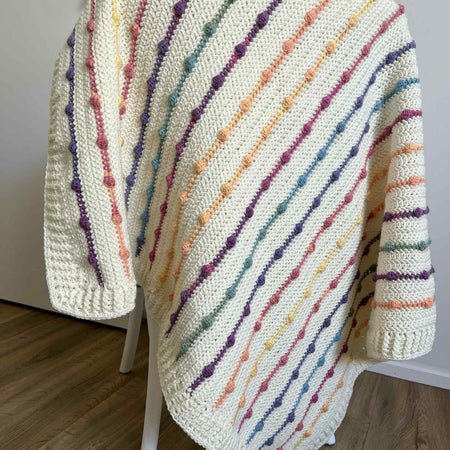 Crochet | Blanket / Throw | Rainbow Bobbles & Cream