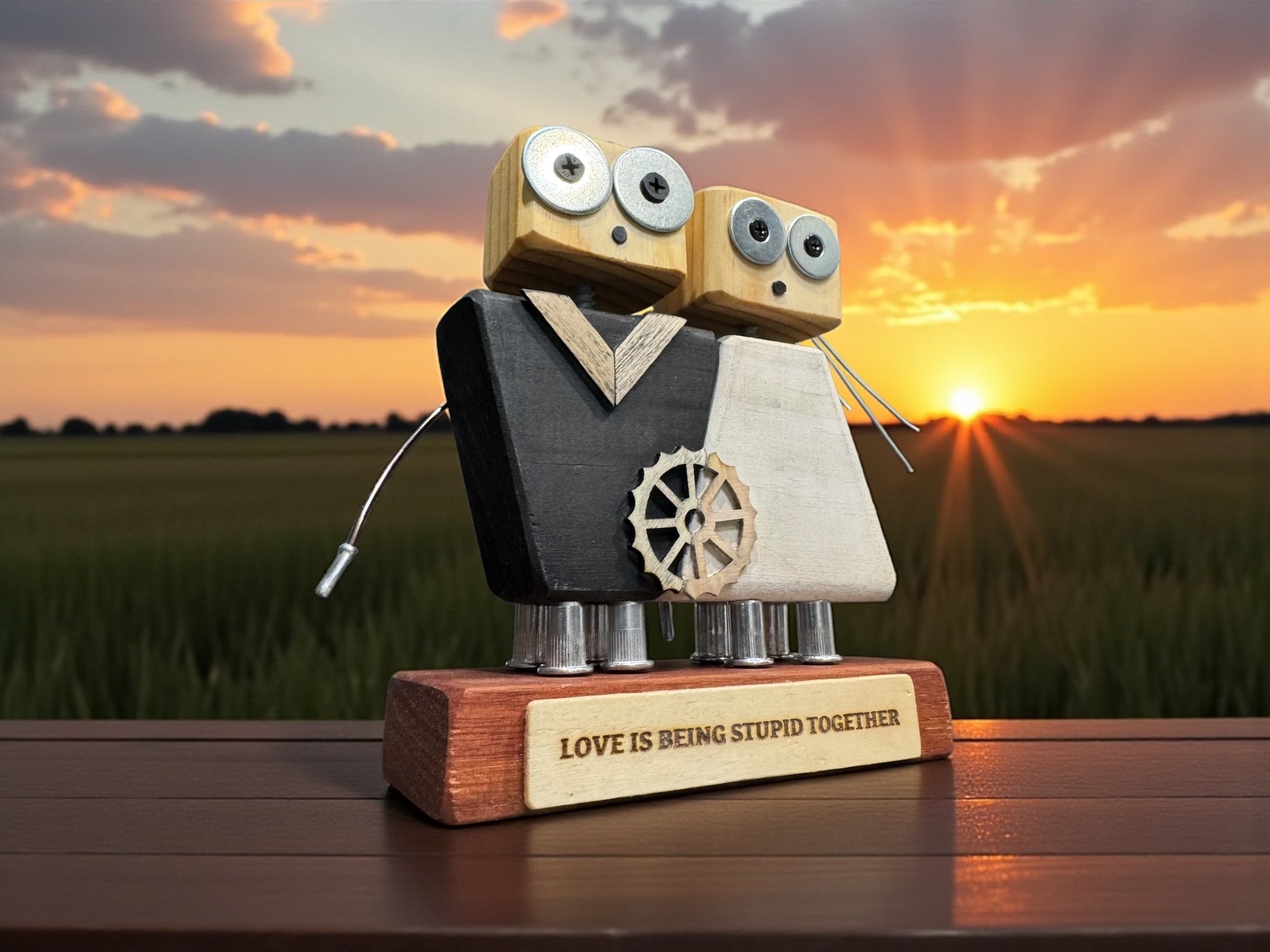 Bolt & Bloom G-02 – Wooden Robot Couple (Customisable)