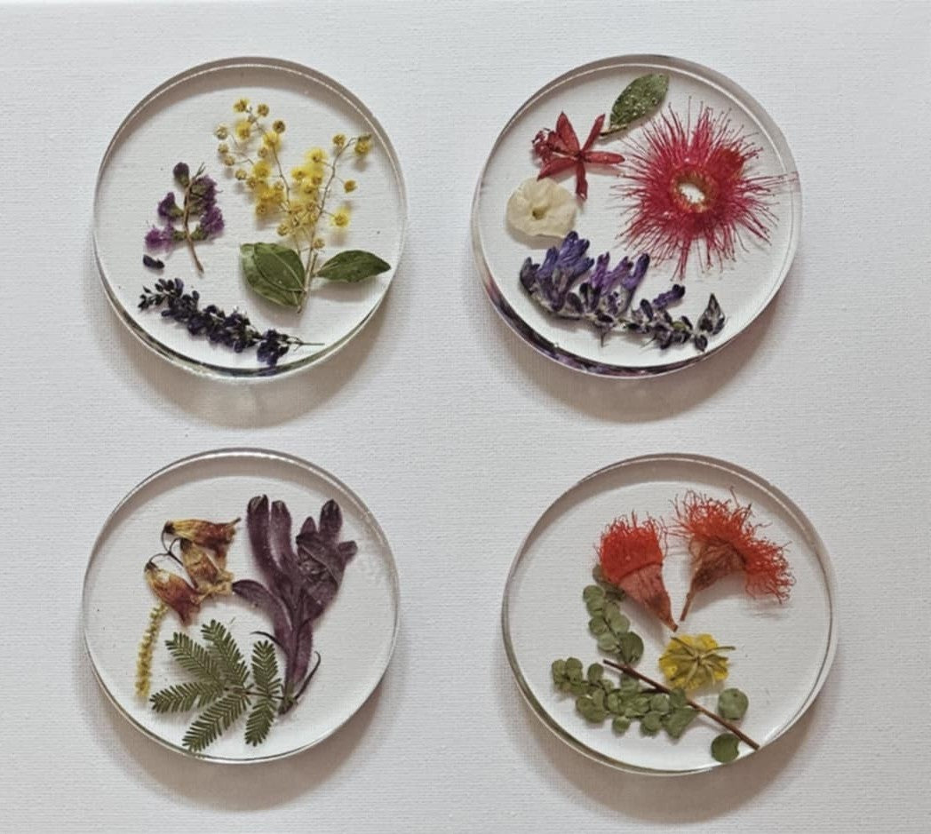 Australian Native Flower Coasters - Set of 4