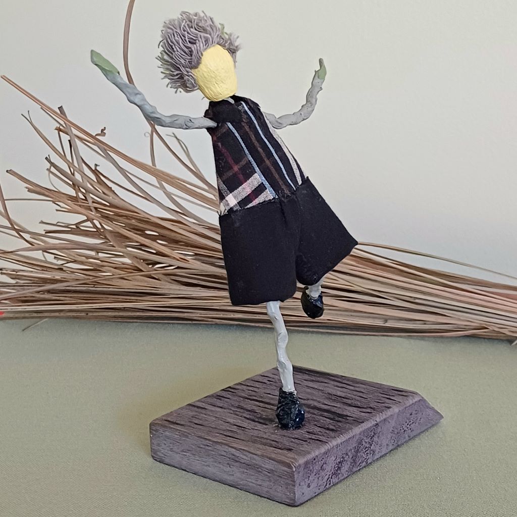 Boy Grey Stick Family, Handmade Table Decoration, Ornament