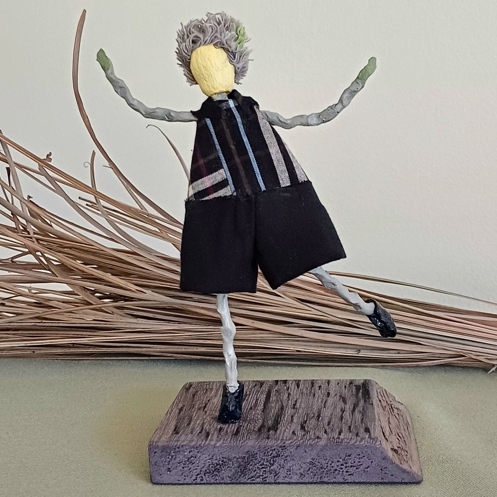 Boy Grey Stick Family, Handmade Table Decoration, Ornament