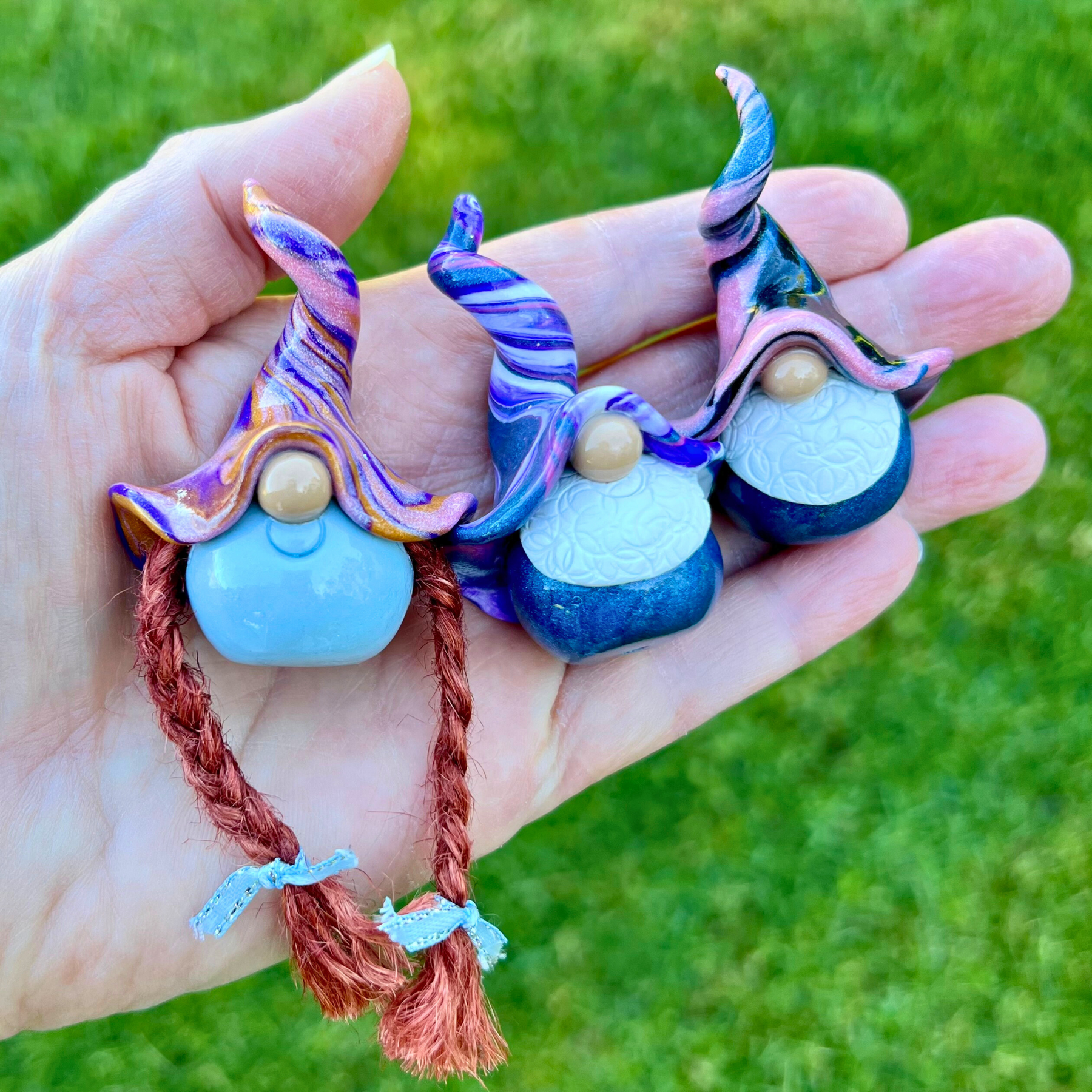 Whimsical gnome trio - Bramble, Cobble & Isobel