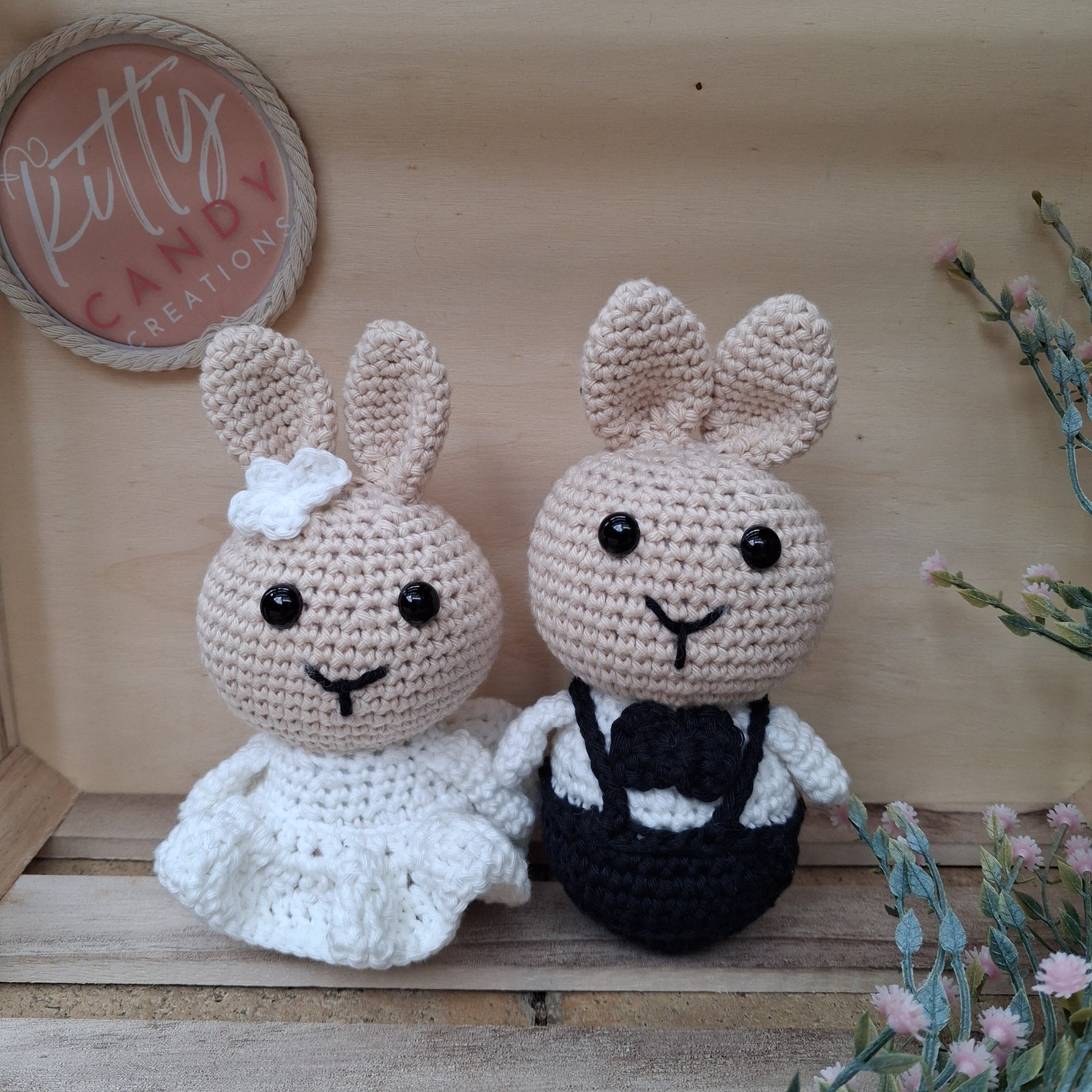 Handmade Crochet Bride & Groom Set Keepsake - 100% Cotton