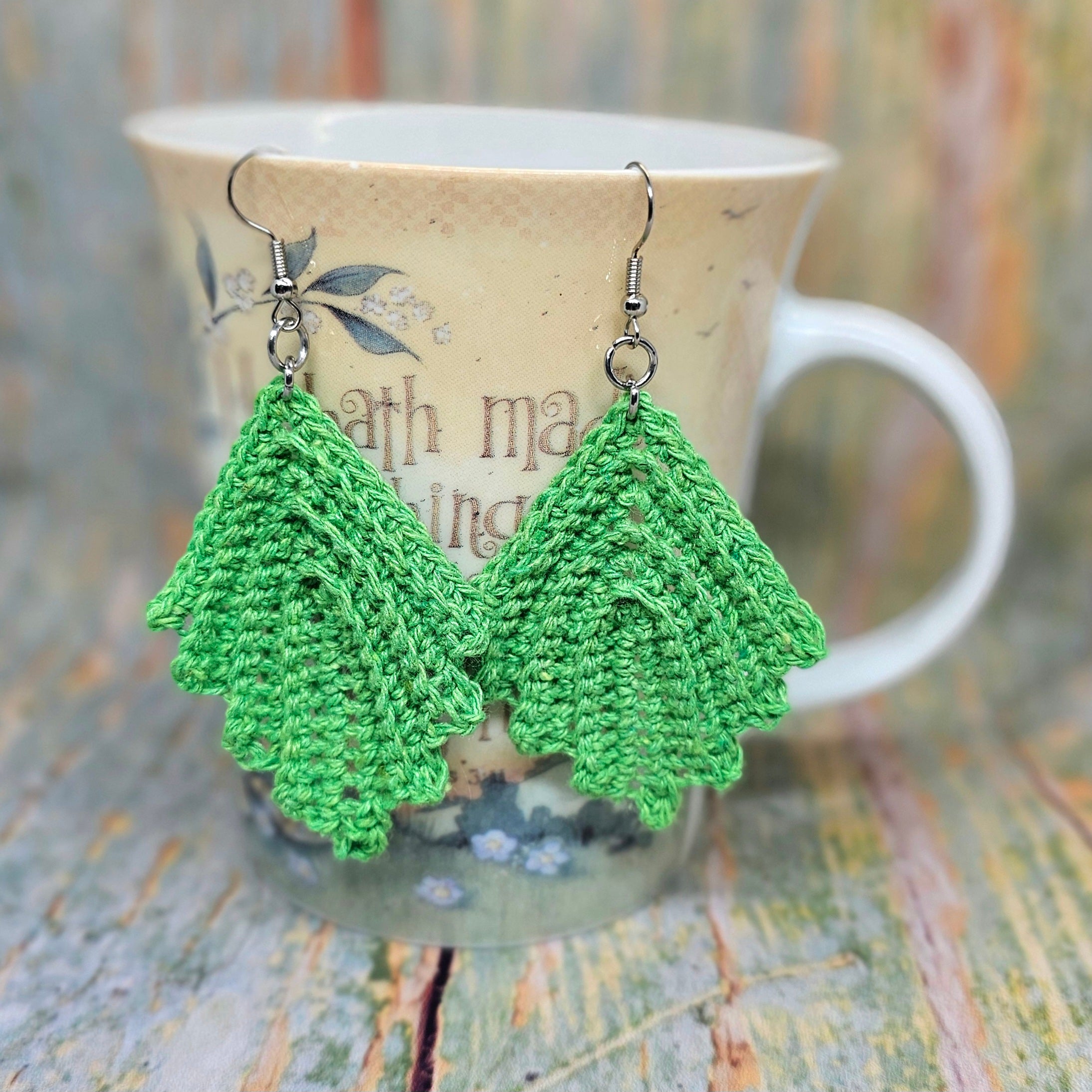 Crocheted Leaf Earrings