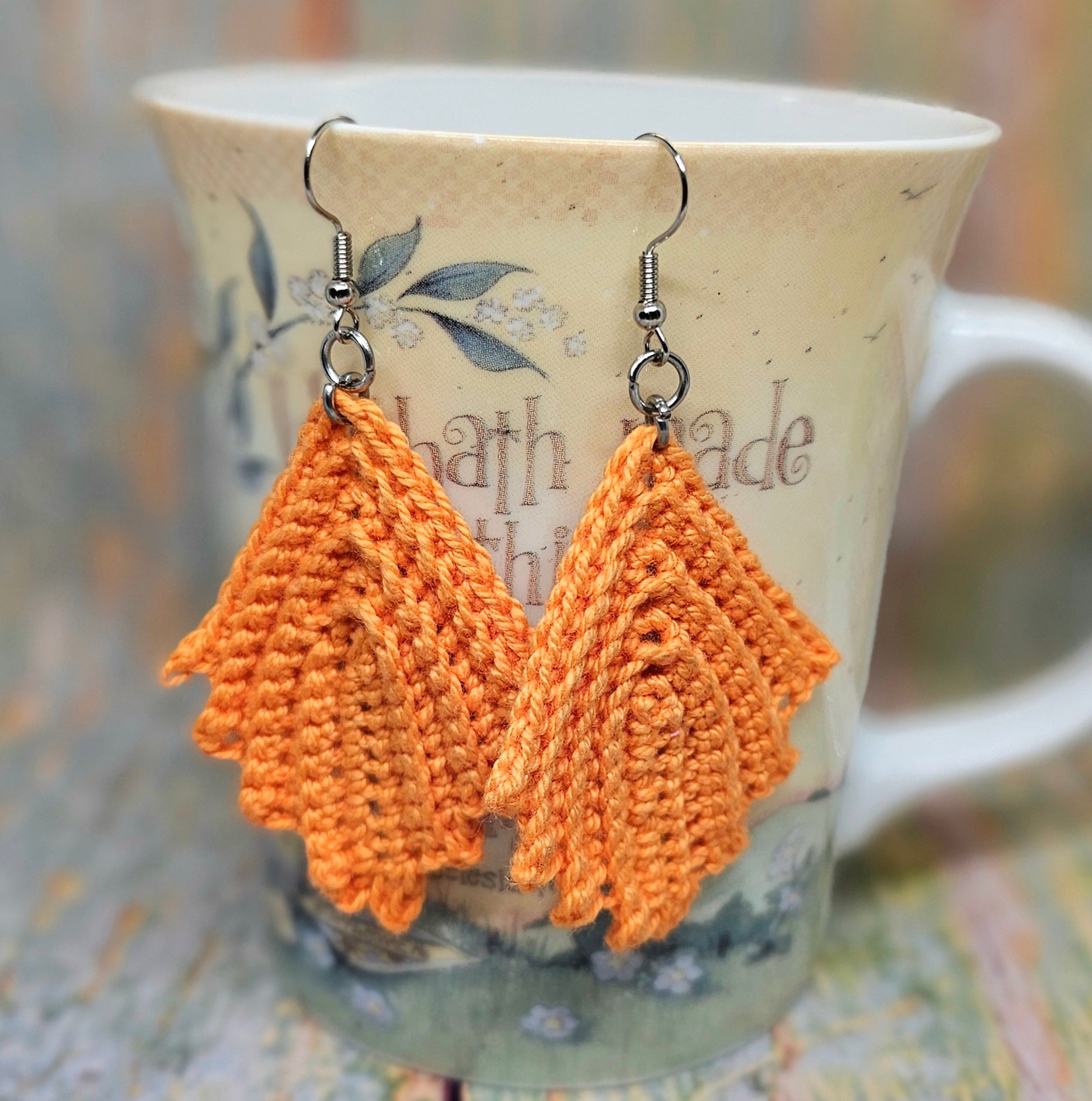 Crocheted Leaf Earrings