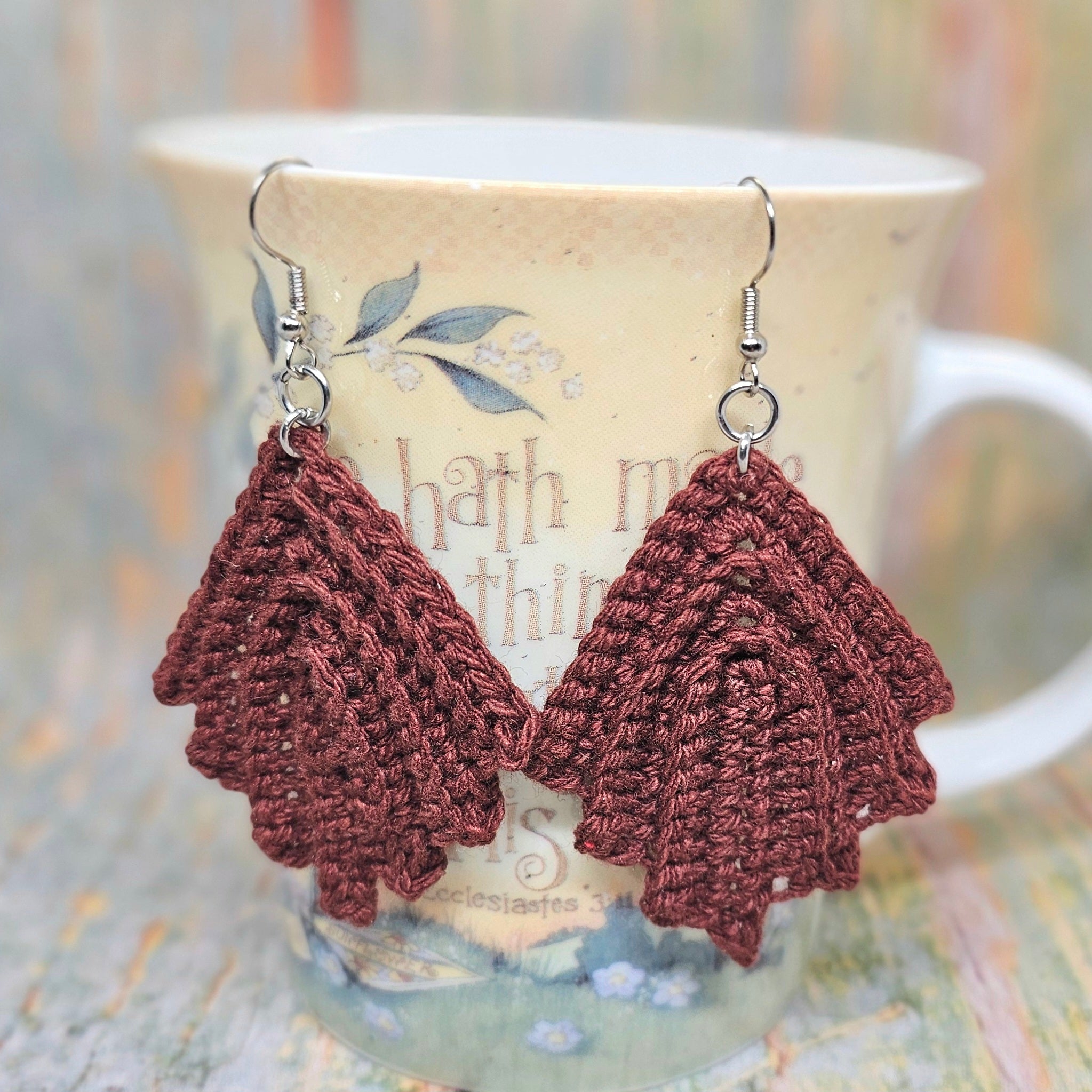 Crocheted Leaf Earrings