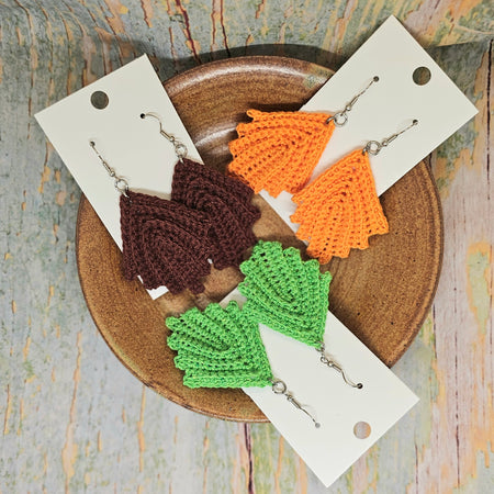 Crocheted Leaf Earrings