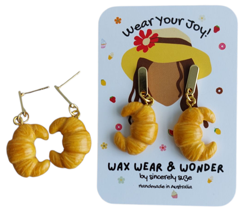 Polymer Clay Earrings - Butter Croissant Dangles