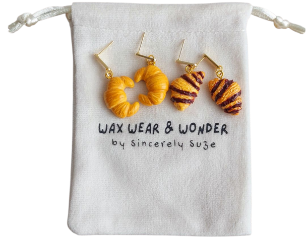 Polymer Clay Earrings - Chocolate Croissant Dangles