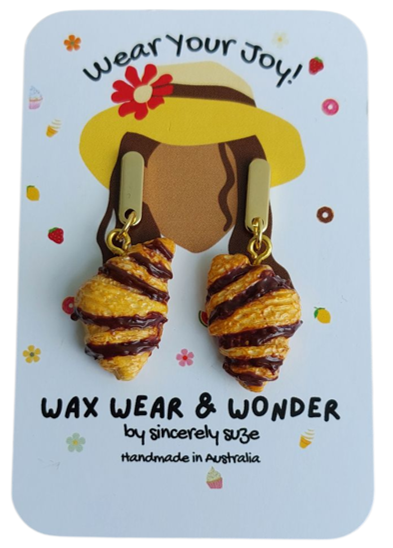 Polymer Clay Earrings - Chocolate Croissant Dangles