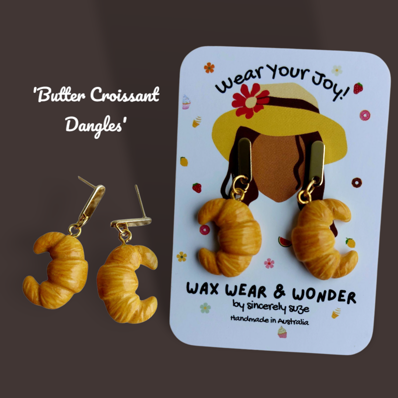 Polymer Clay Earrings - Butter Croissant Dangles