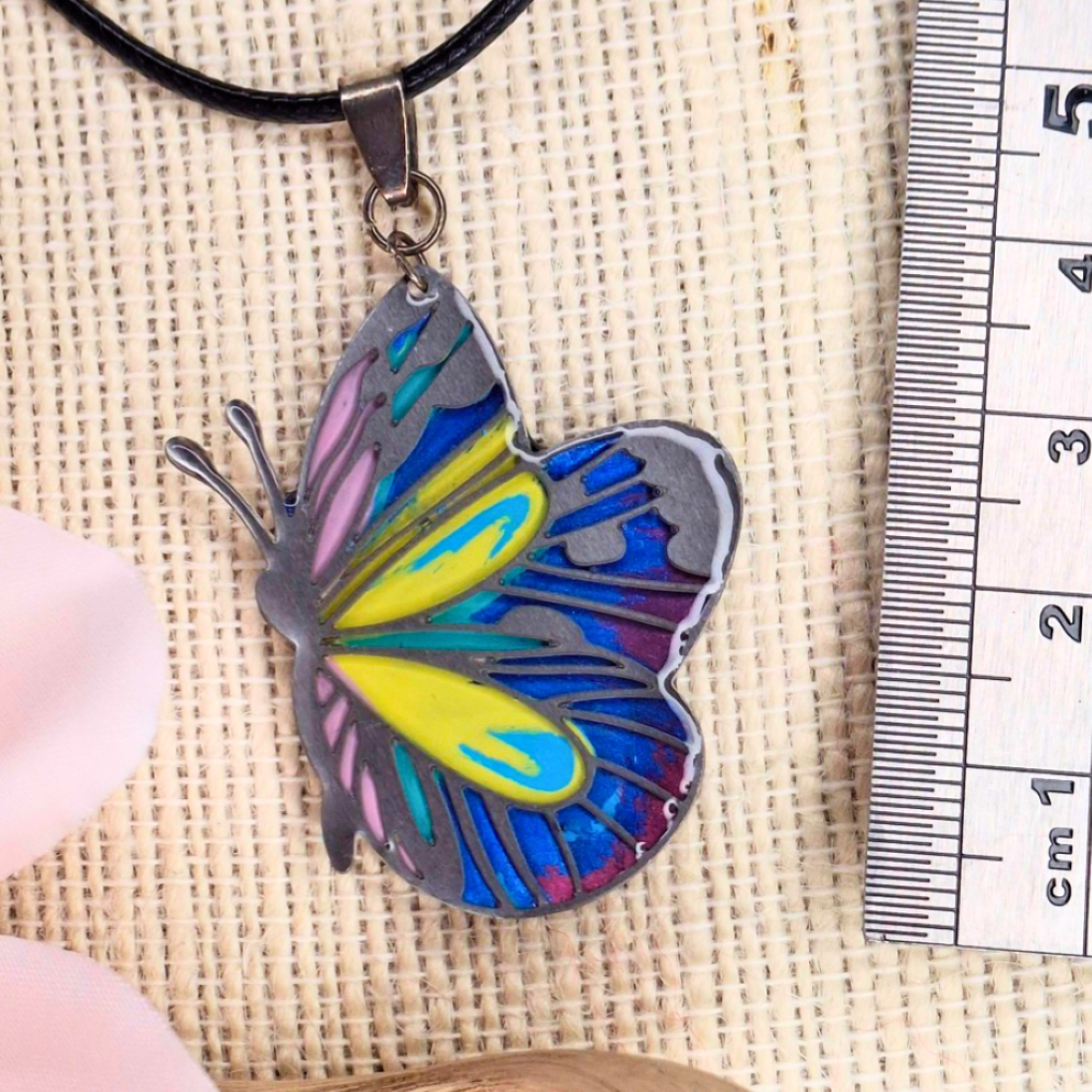 Chromaflutter – Stainless Steel & Resin Butterfly Pendant