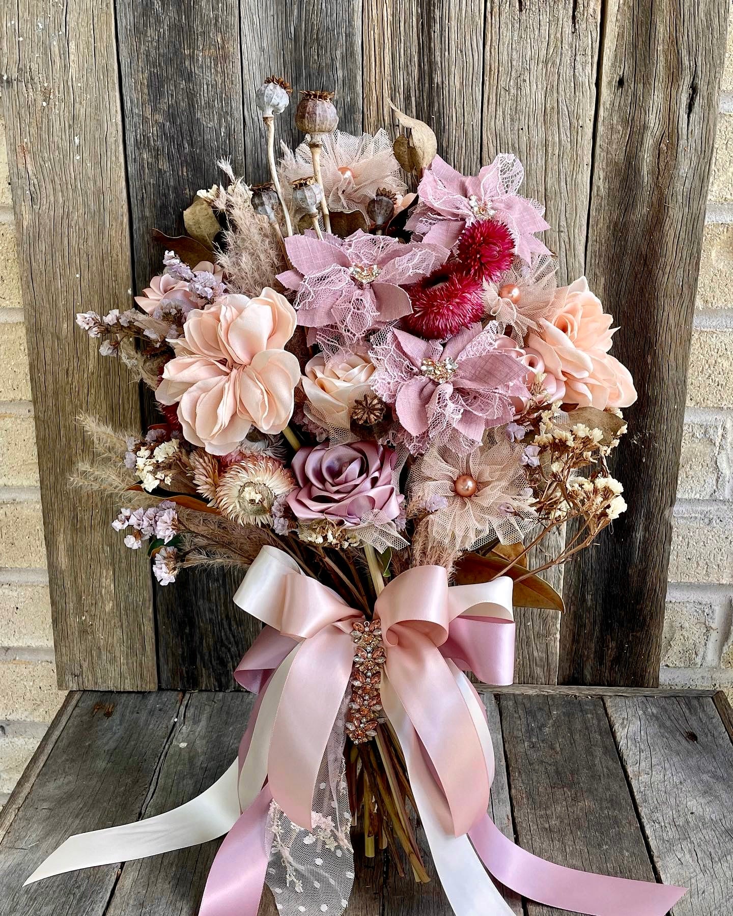 Wedding Bouquet Boho Beauty & 2 Maids Bouquets