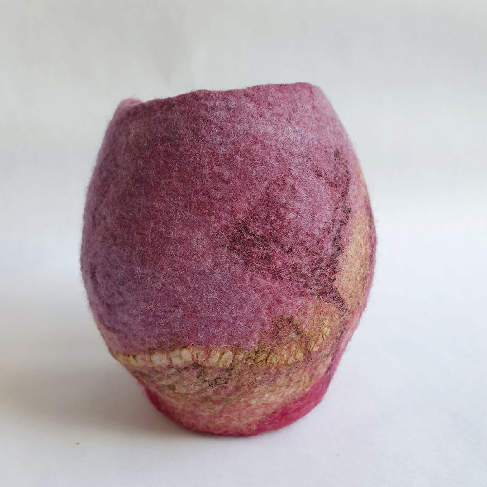 Small wool felt vessel - Raspberry Pot - Julie Ann Smith Art - australia