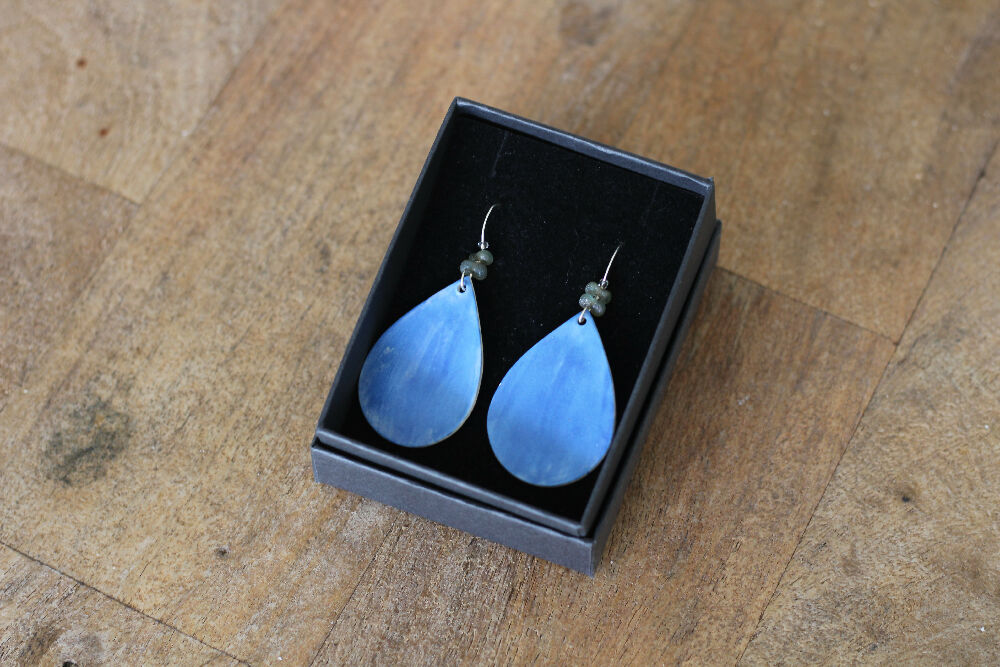 Blue ceramic dangle earrings