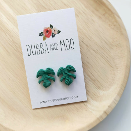 Monstera Stud Earrings