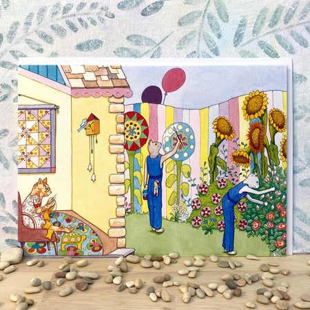 Cats Knitting, Painting Sunflowers and Picking Flowers (lg-busy)