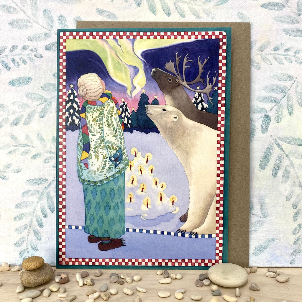 Woman and Polar Bear on a Magical Night (lg-claw)