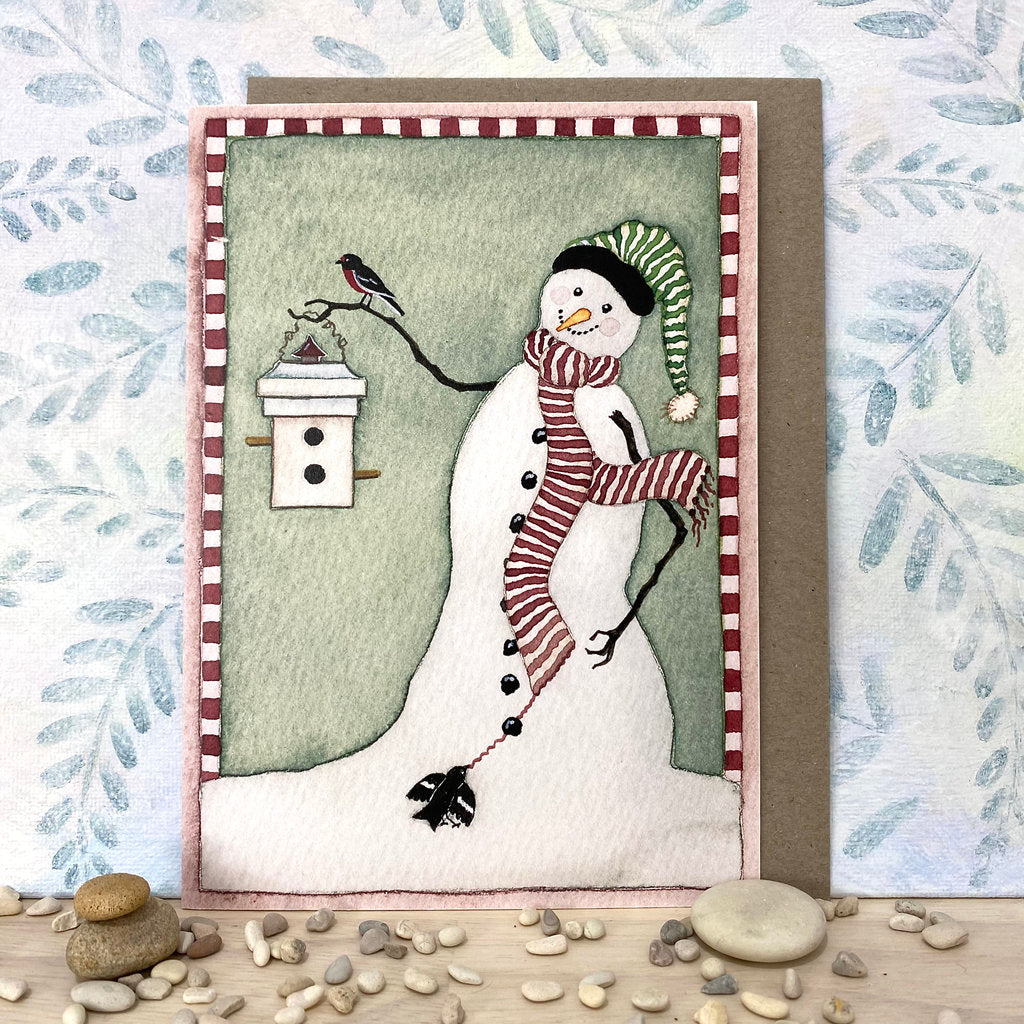Happy Snowman Eco-greeting Card for Family and Friends (lg-cold)