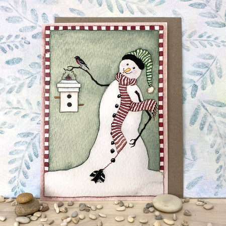 Happy Snowman Eco-greeting Card for Family and Friends (lg-cold)