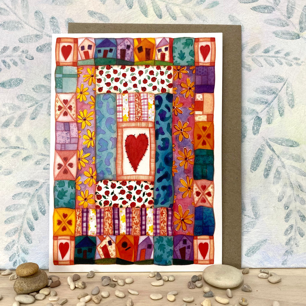 Cheerful Eco-paper Hearts and Ladybirds Greeting Card (lg-hohq)