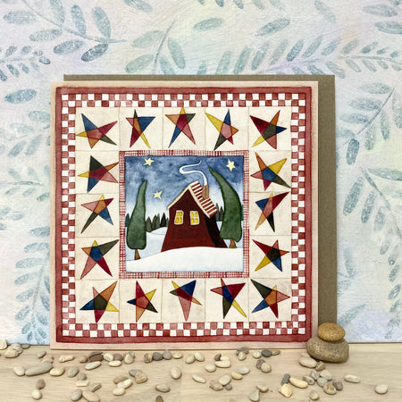 Cosy House in the Forest Eco Greeting Card (sq-home)