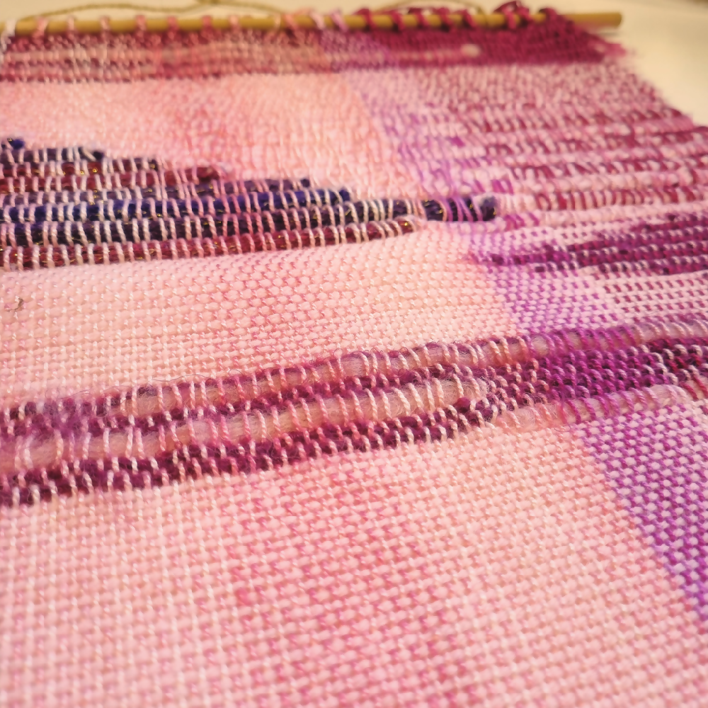 Woven wall art, 'pretty in pink' no.2