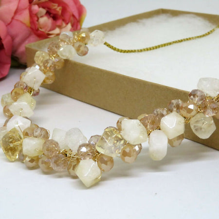 Citrine Crochet Wire Beaded Necklace