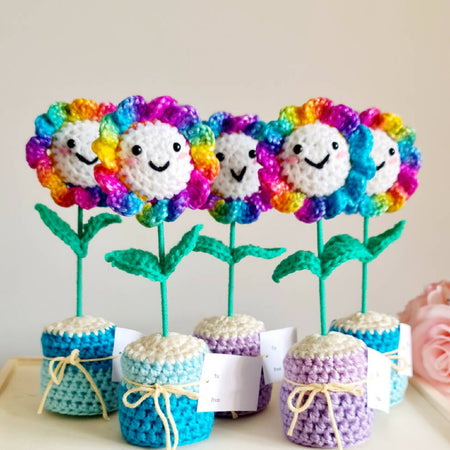 CUSTOM Smiley Rainbow Flower