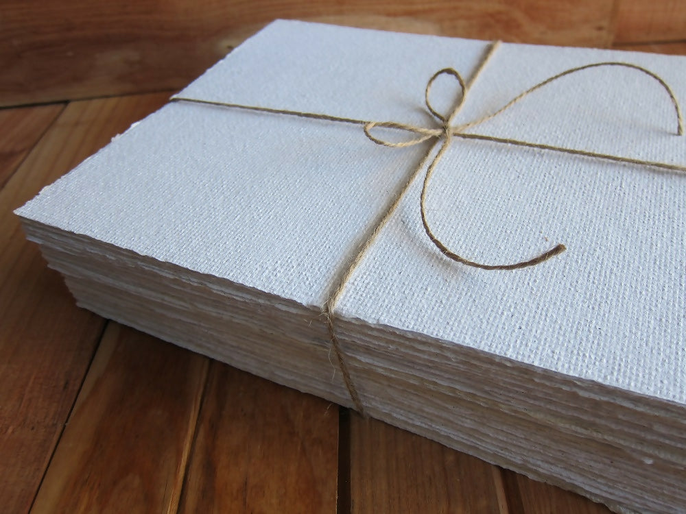 White Handmade Recycled Paper Sheets / Printable Stationery