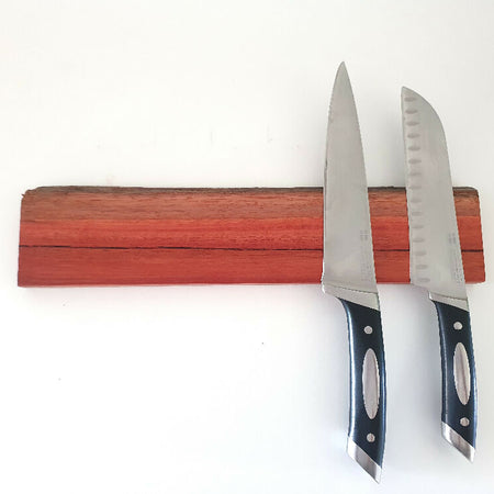 Magnetic Knife Holder, Wall Mounted, 40cm long, Holds 7 Knives,Australian Made, Jarrah Timber, Unique Wedding Present,