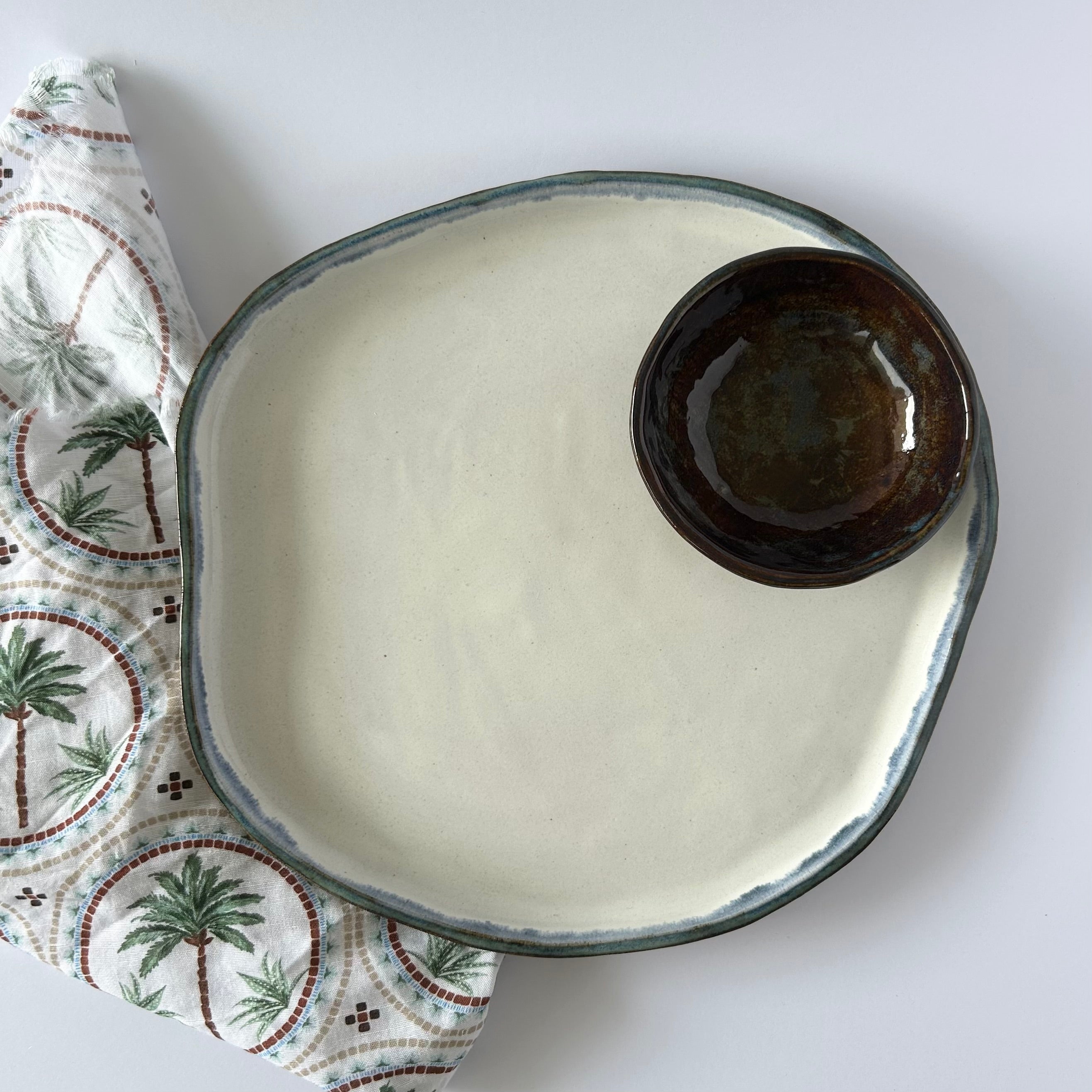 Platter and Dip Bowl Set - Denim