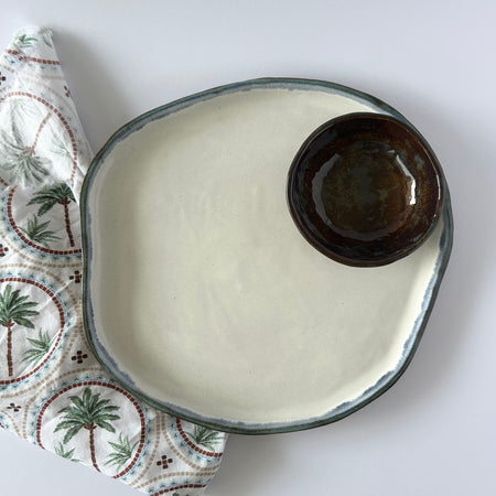 Platter and Dip Bowl Set - Denim