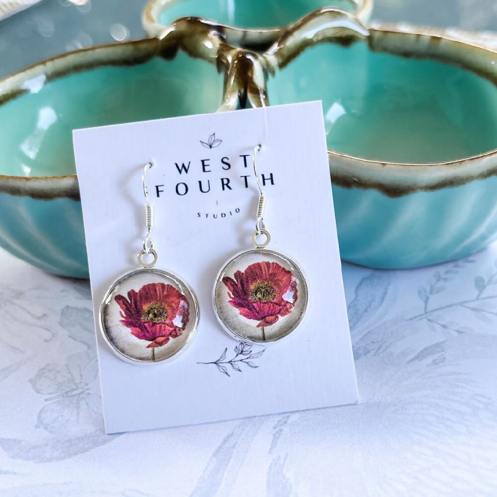 Rememberance Poppy Earrings • Poppy Flower Earrings