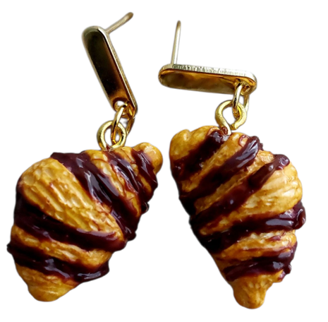 Polymer Clay Earrings - Chocolate Croissant Dangles